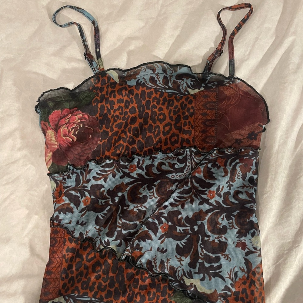 Floral and Leopard Print Women's Top
